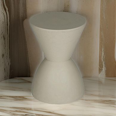 Niya 17 Inch Side End Table, Round Top, Pedestal Base, Indoor Outdoor, Gray