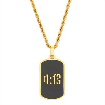 slate Men's Black & Gold Tone Stainless Steel Dog Tag Necklace