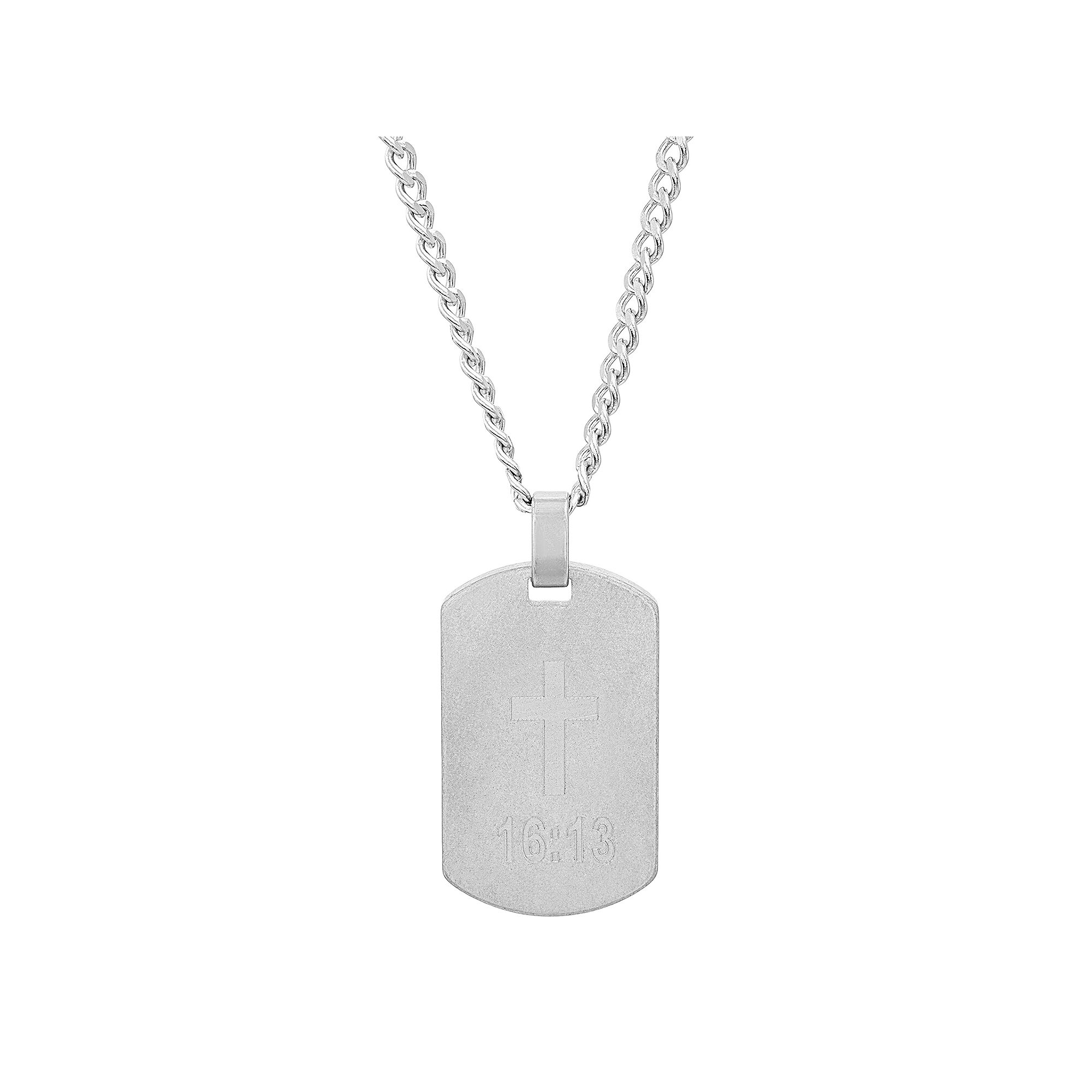 slate Mens Oxidized Stainless Steel Cross & First Corinthians 16:13 Dog T