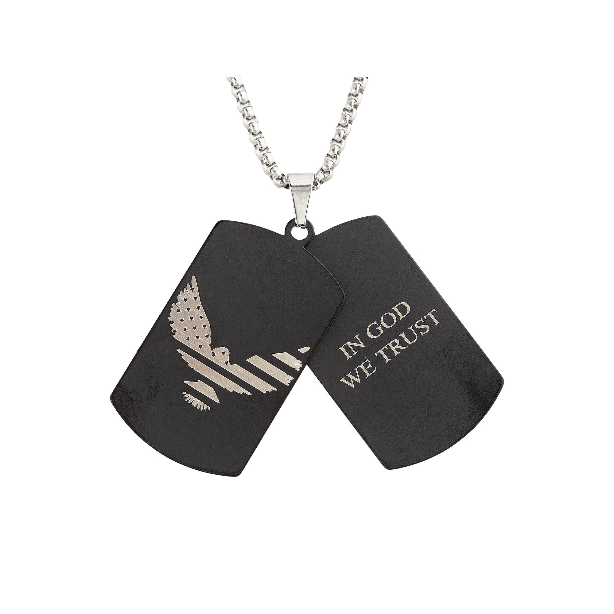 slate Mens Two Tone In God We Trust Stainless Steel Dog Tag Pendant N