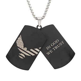 slate Men's Two Tone "In God We Trust" Stainless Steel Dog Tag Pendant Necklace