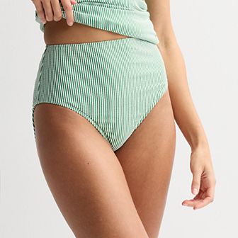 Women's Draper James Striped High-Waist Swim Bottoms