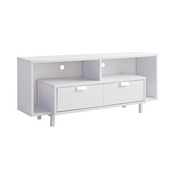Jett 60 Inch TV Media Entertainment Console, 2 Drawers, 2 Shelves, White