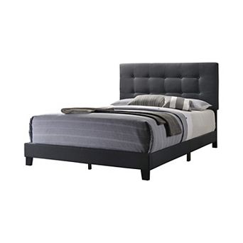 Bed With Square Button Tufted Headboard