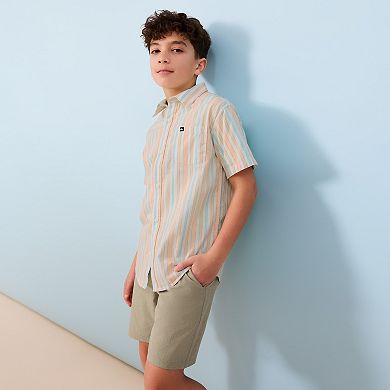Boys 8-20 Quiksilver Apero Striped Classic Short Sleeve Shirt