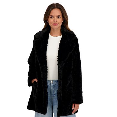 Women's Sebby Collection Crushed Faux Fur Walking Coat