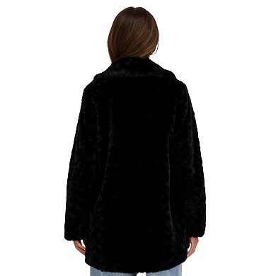 Women's Sebby Collection Crushed Faux Fur Walking Coat