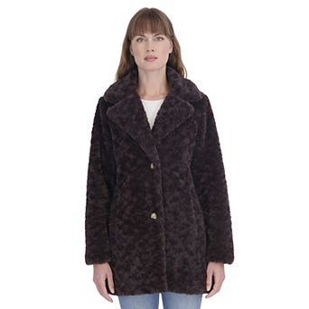 Women's Sebby Collection Crushed Faux Fur Walking Coat