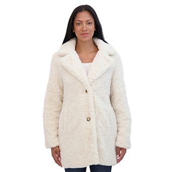 Women's Sebby Collection Crushed Faux Fur Walking Coat