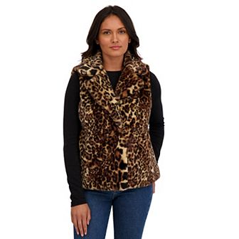Women's Sebby Collection Faux Fur Snap Front Vest