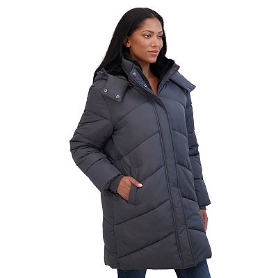 Sebby Women s 3 4 Cozy Lined Hooded Puffer Coat