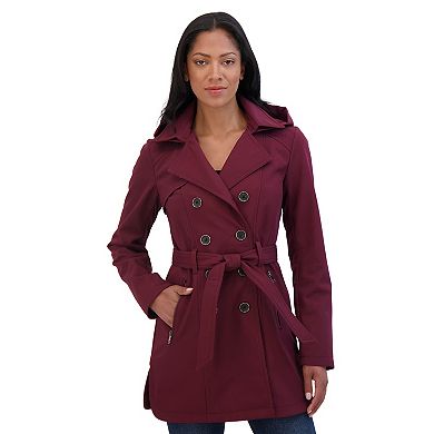 Women's Sebby Collection Double Breasted Softshell Trench Coat