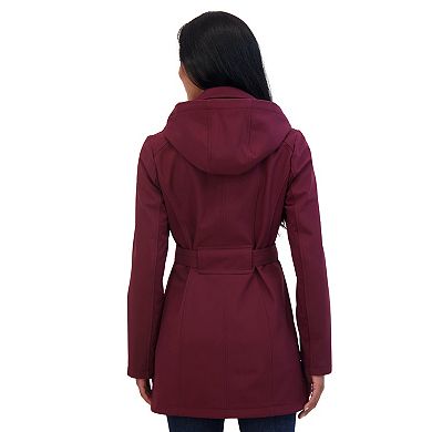 Women's Sebby Collection Double Breasted Softshell Trench Coat