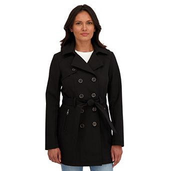Women's Sebby Collection Double Breasted Softshell Trench Coat