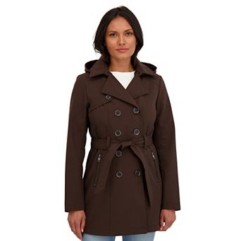 Women's Sebby Collection Double Breasted Softshell Trench Coat