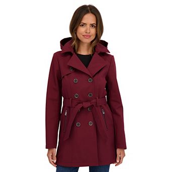 Women's Sebby Collection Double Breasted Softshell Trench Coat