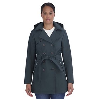 Women's Sebby Collection Double Breasted Softshell Trench Coat