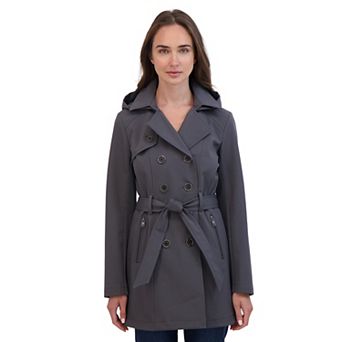 Women's Sebby Collection Double Breasted Softshell Trench Coat