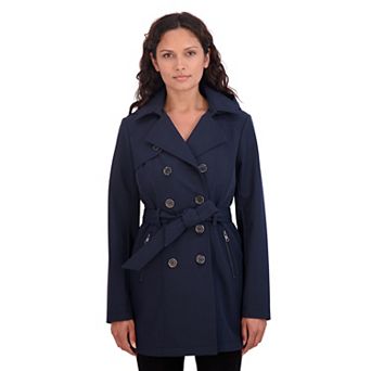 Women's Sebby Collection Double Breasted Softshell Trench Coat