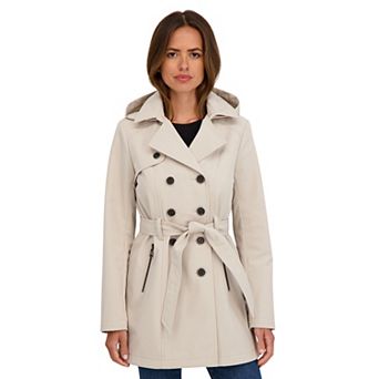 Women's Sebby Collection Double Breasted Softshell Trench Coat