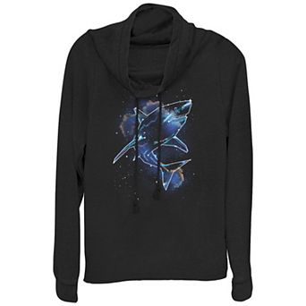 Juniors' Shark Galaxy Cowlneck Graphic Lightweight Long Sleeve