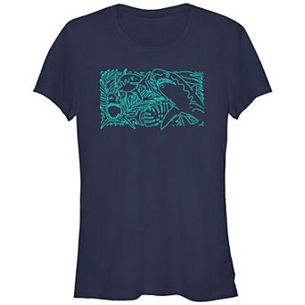Juniors' Tropical Shark Graphic Fitted Tee