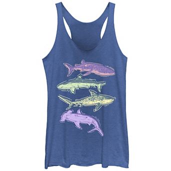 Juniors' Colorful Sharks Racerback Tank Top