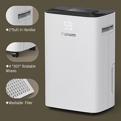 Fehom 4500 Sq. Ft. 50 Pint Dehumidifier with Drain Hose for Home and Basement