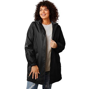 Woman Within Plus Size Hooded Slicker Raincoat