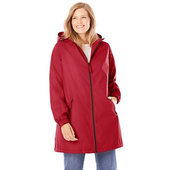 Woman Within Plus Size Hooded Slicker Raincoat