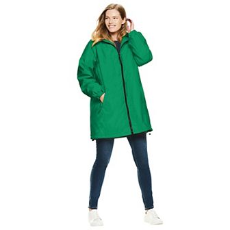 Woman Within Plus Size Hooded Slicker Raincoat