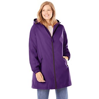 Woman Within Plus Size Hooded Slicker Raincoat