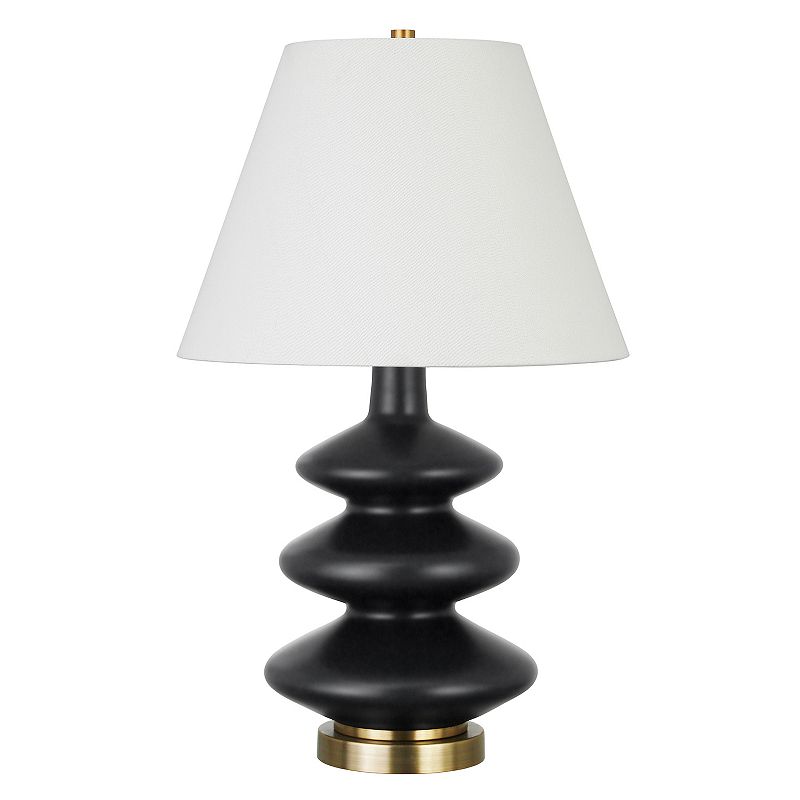 Evelyn&Zoe Carleta 26.5  Triple Gourd Table Lamp with Fabric Shade