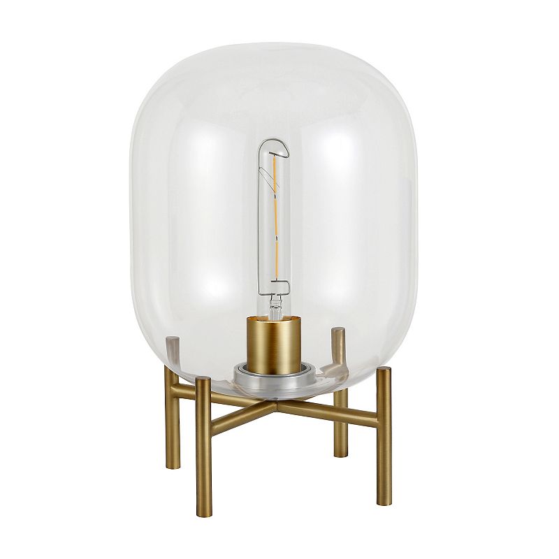Evelyn&Zoe 15.38  Tall Table Lamp with Glass Shade in Brass/Clear Table Lamp Brass/Clear 15  Tall
