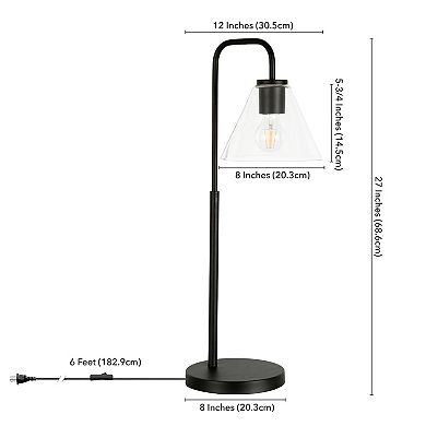 Finley & Sloane Henderson 27-in. Arc Table Lamp with Glass Shade