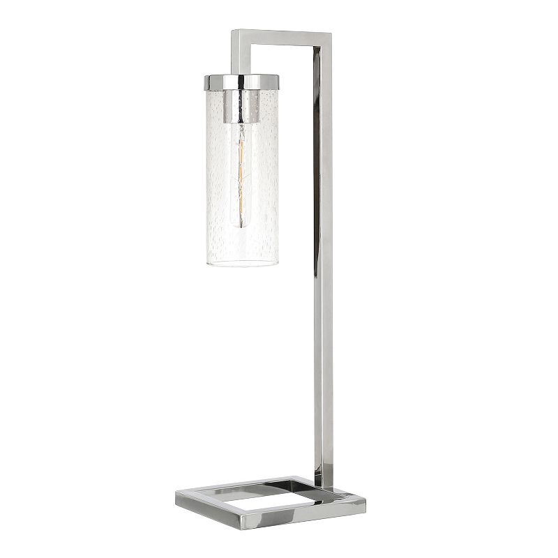 evelyn&zoe modern metal table lamp with seeded glass shade
