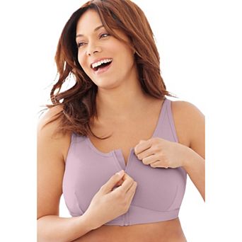 Comfort Choice Women's Plus Size Wireless Zip Front Bra