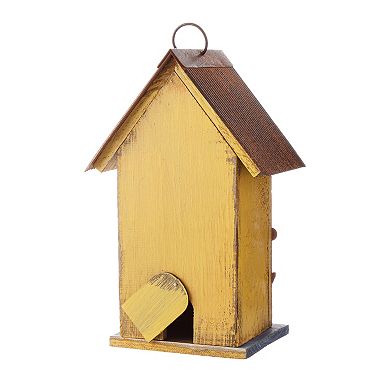 Glitzhome 10.2''h Hanging Wooden Bird House, Wooden Bird House For Outdoor Patio Garden