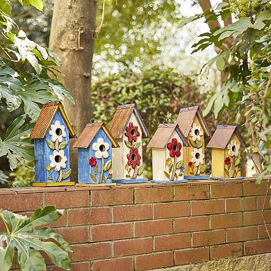 Glitzhome 10.2''h Hanging Wooden Bird House, Wooden Bird House For Outdoor Patio Garden