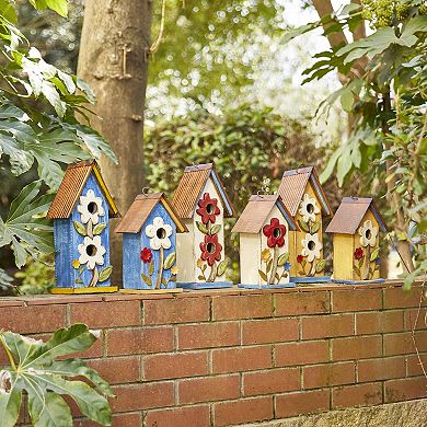 Glitzhome 10.2''h Hanging Wooden Bird House For Outdoor Patio Garden