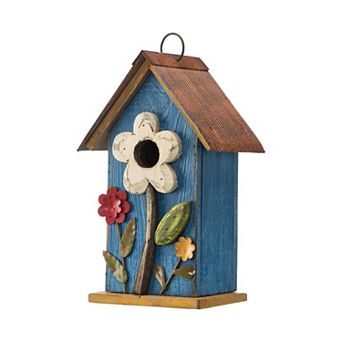 Glitzhome 10.2''h Hanging Wooden Bird House, Wooden Bird House For Outdoor Patio Garden