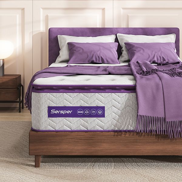 Sersper 12 In Memory Foam Hybrid Mattress Pillow Top Pocket Spring Mattress In A Box - White (TWIN)