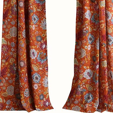 4 Piece Polyester Window Panel Set with Floral Print, Multicolor