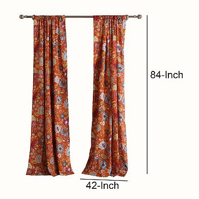4 Piece Polyester Window Panel Set with Floral Print, Multicolor