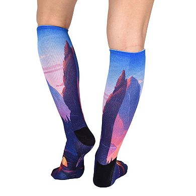 Sierra Socks Valley Camping Pattern Coolmax Socks, Nature Collection For Men & Women Knee High Socks