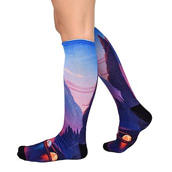 Sierra Socks Valley Camping Pattern Coolmax Socks, Nature Collection For Men & Women Knee High Socks