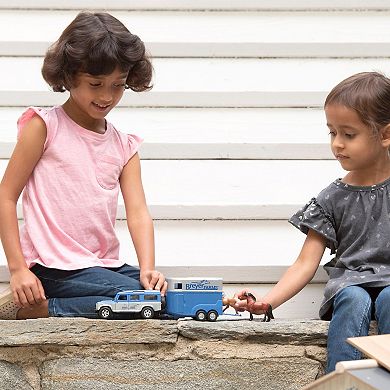 Breyer Horses - Breyer Farms Land Rover and Tag-a-Long Trailer Playset With 2 Stablemates Horses