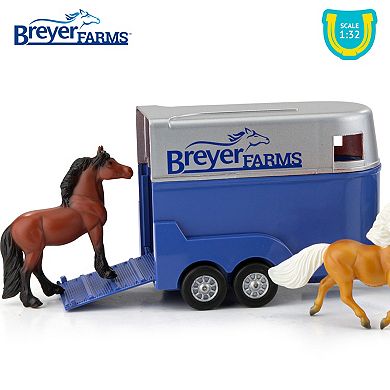 Breyer Horses - Breyer Farms Land Rover and Tag-a-Long Trailer Playset With 2 Stablemates Horses