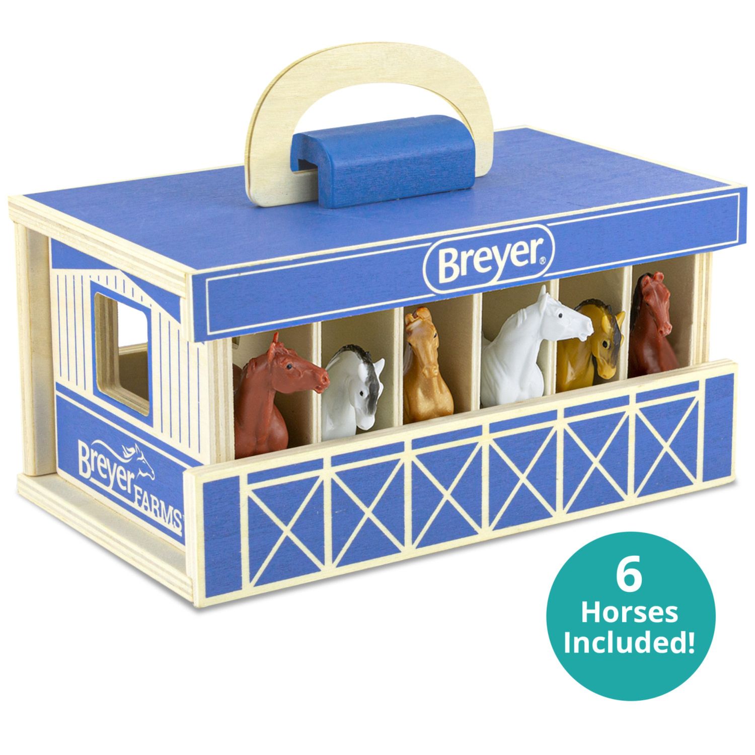 Детский игровой набор Breyer Horses - Breyer Farms Wooden Stable Playset With 6 Horses — фото 2