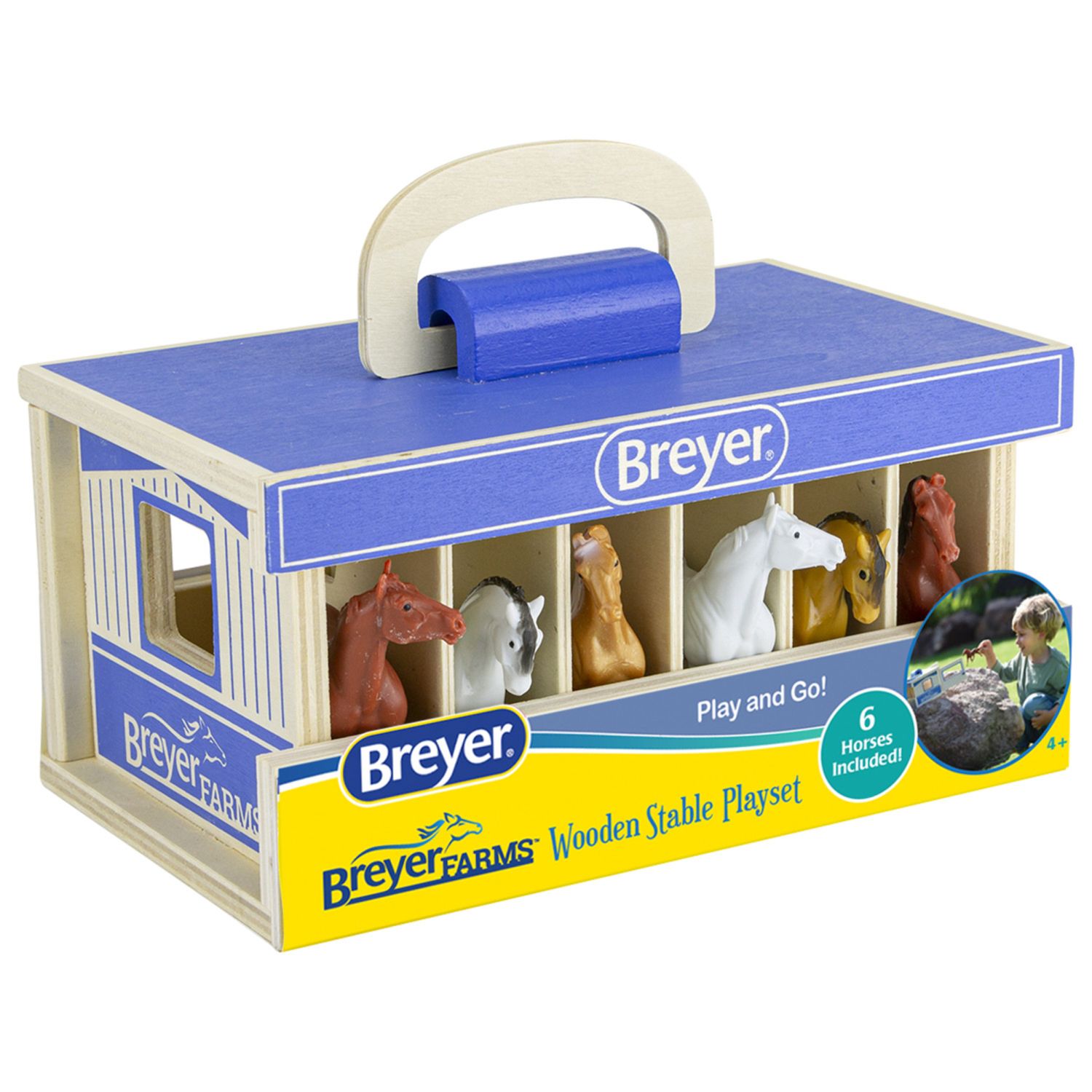 Детский игровой набор Breyer Horses - Breyer Farms Wooden Stable Playset With 6 Horses — фото 5